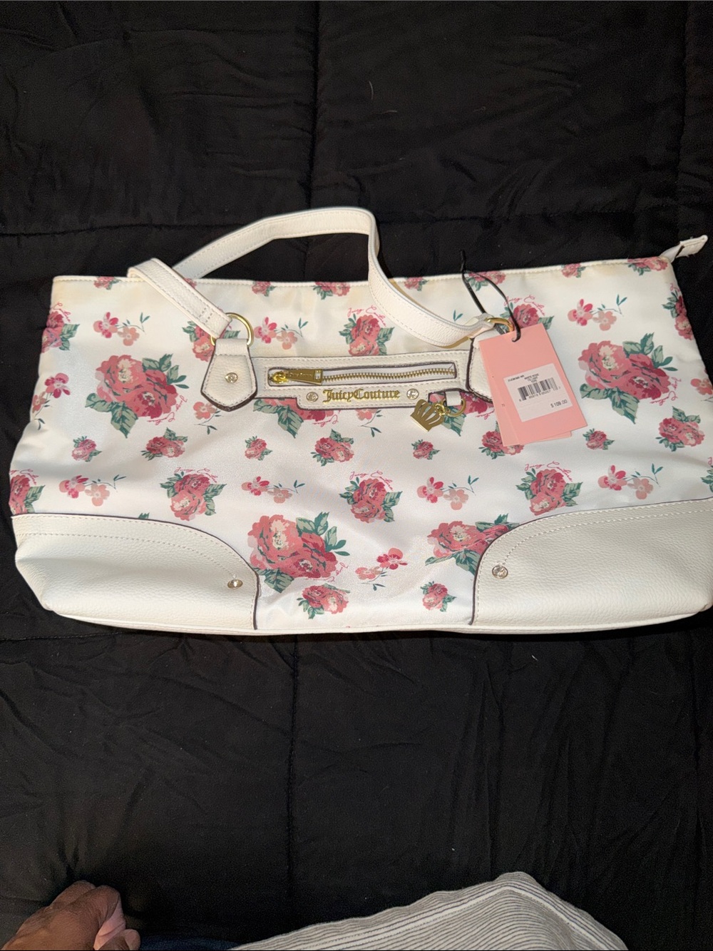 Juicy Couture White Tote with Pink Floral Print
